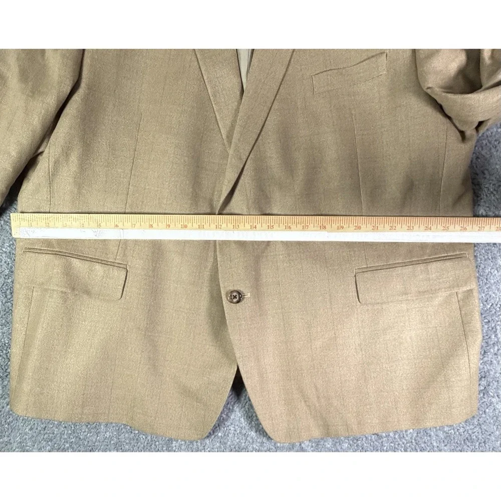 Ralph Ralph Lauren 54R Tan Brown Windowpane Plaid Silk Wool Sport Coat Blazer